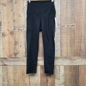 Yogalicious Lux Tribeca Crop Tight Black Leggings Super High Rise Size Small New